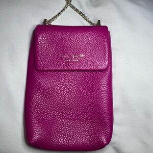Kate Spade Pebbled Leather Veronica Crossbody Bag for phone Pink/purple Fuchsia